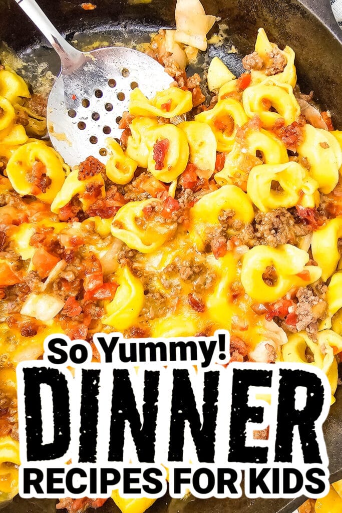 dinner recipes for kids - One-Pan Skillet Bacon Cheeseburger Tortellini