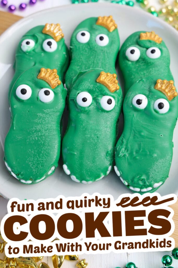 fun cookies for grandkids - mardi gras alligators
