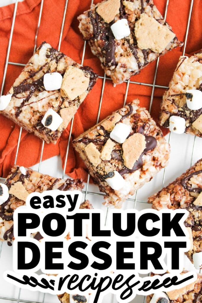 potluck dessert recipes - Chocolatey S’mores Rice Krispie Bars