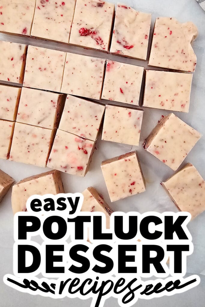 potluck dessert recipes - No-Bake Strawberry Fudge Squares