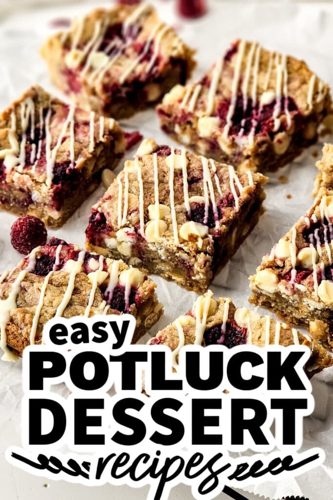 potluck dessert recipes - Raspberry and White Chocolate Squares