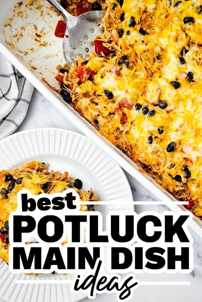 potluck main dish ideas - Cheesy Chicken Taco Casserole with Black Beans
