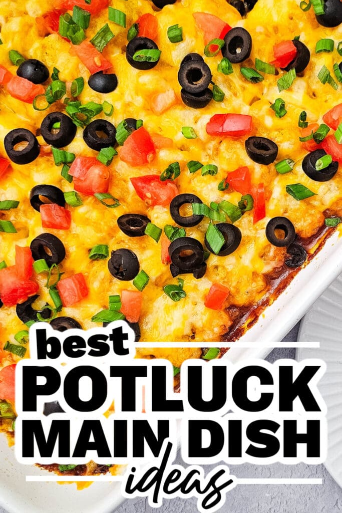 potluck main dish ideas - Cheesy Mexican Taco Tater Tot Casserole