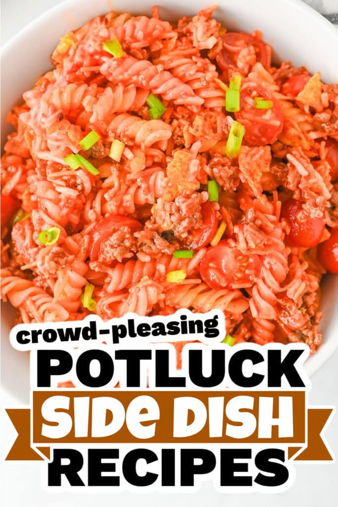 potluck side dish - Cheesy Taco Pasta Salad with Catalina Dressing