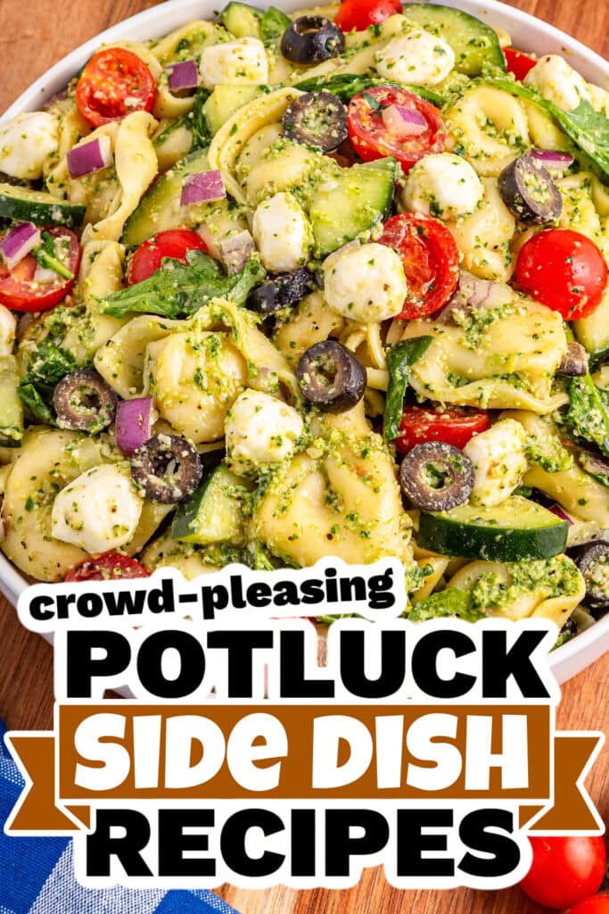 potluck side dish - Cold Tortellini Pesto Salad