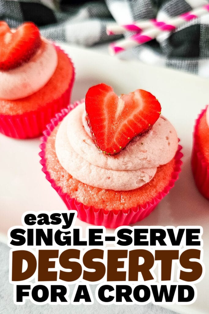 single serve dessert -Strawberry Sprinkle Surprise Cupcakes!