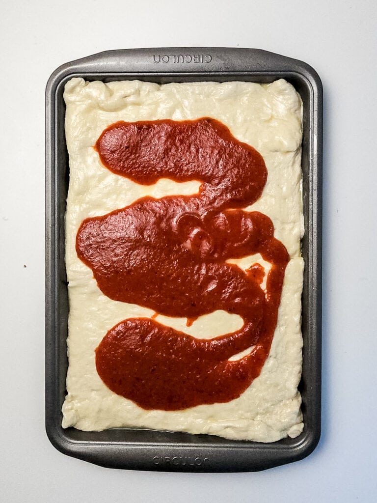 Sheet Pan Pizza Process Photo