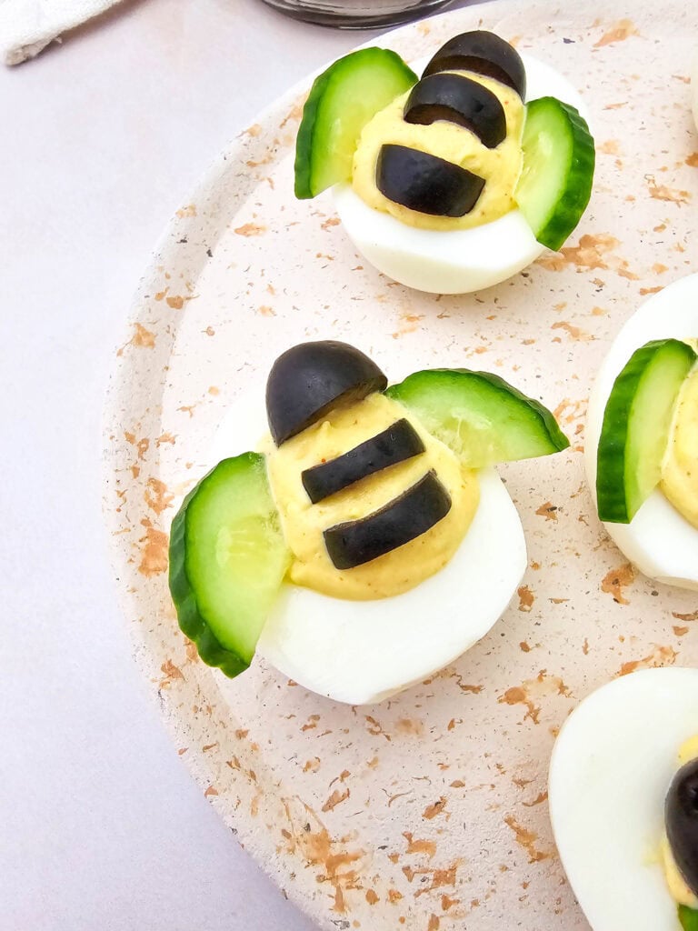Bee Deviled Eggs Process Photo