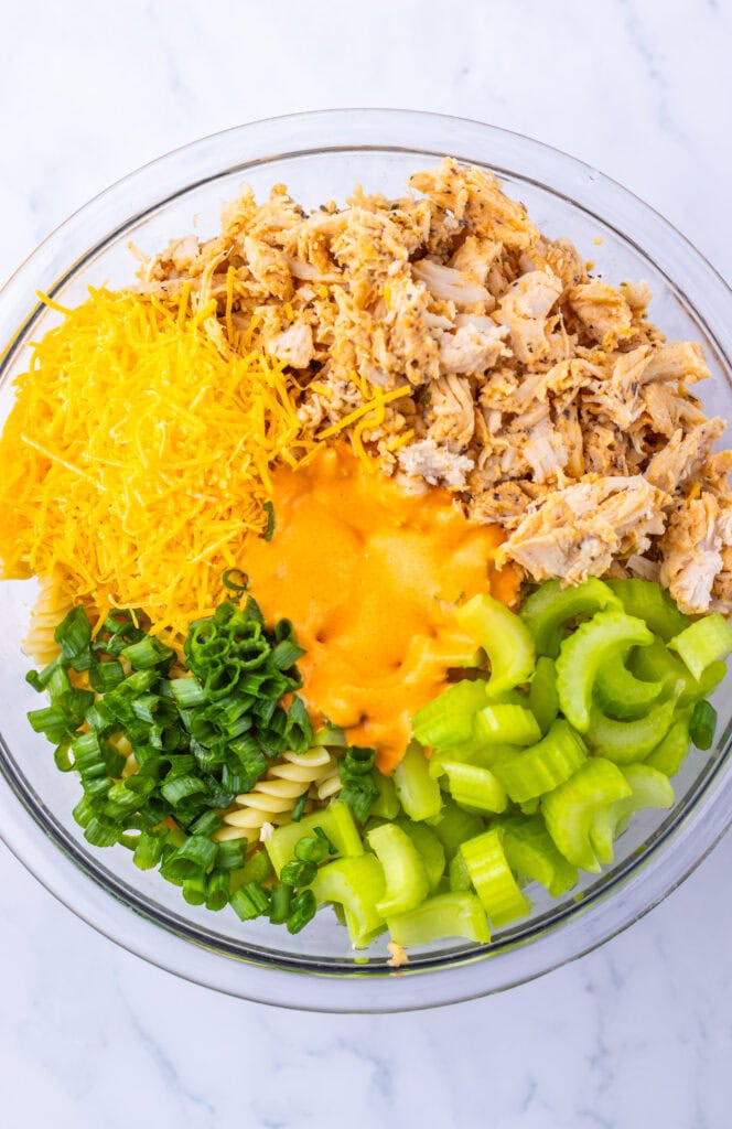 Buffalo Chicken Pasta Salad Process Photo