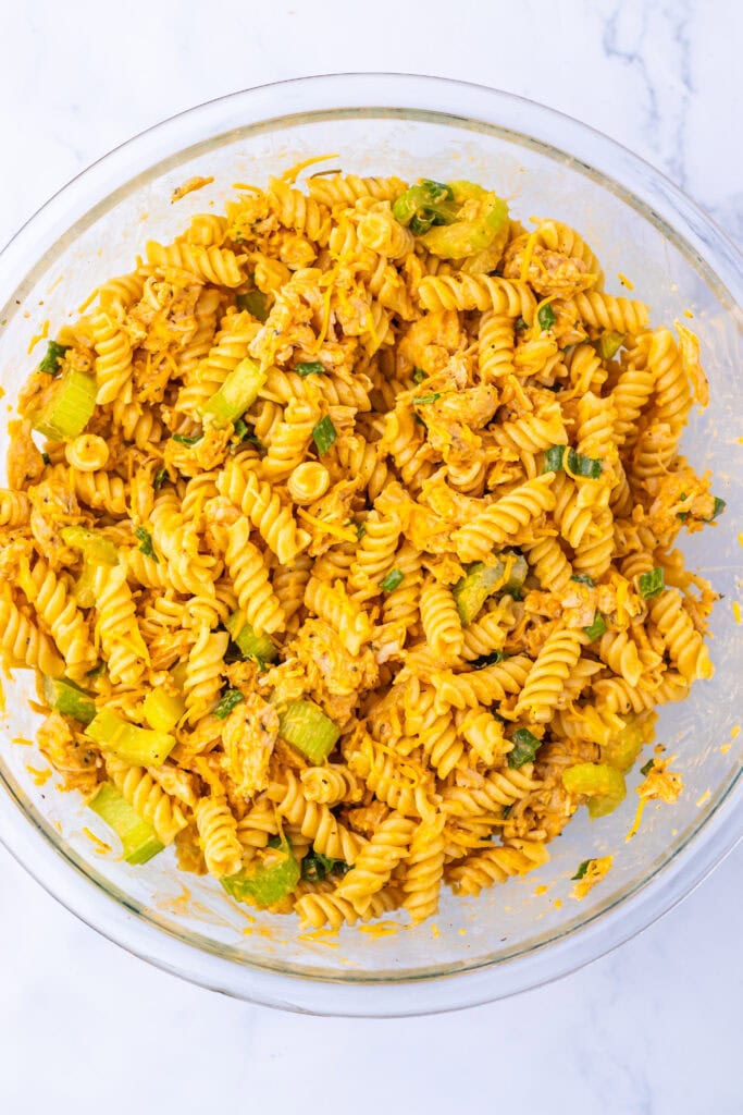 Buffalo Chicken Pasta Salad Process Photo