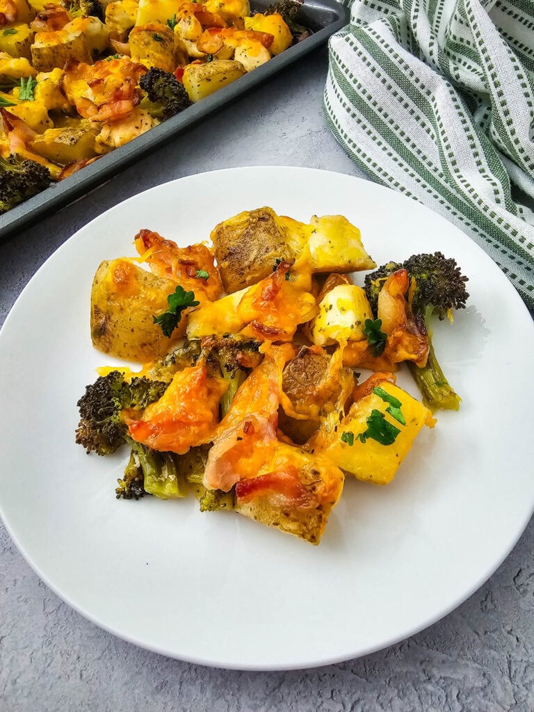 Cheesy Chicken Bacon Ranch Sheet Pan Meal Process Photo