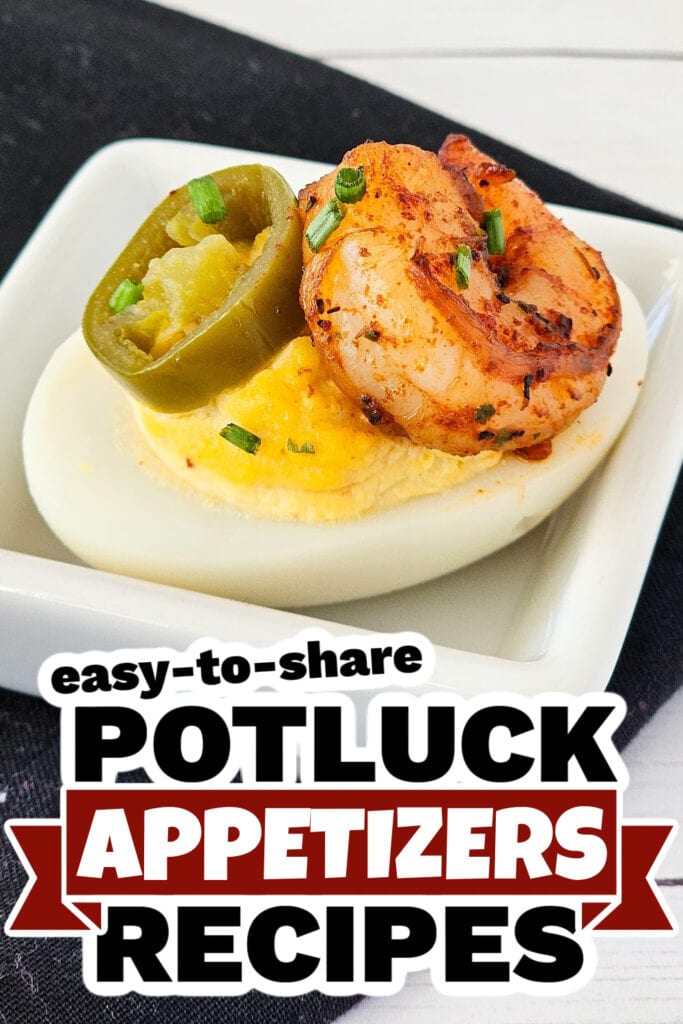 Potluck Appetizers -Cajun Deviled Eggs with Shrimp