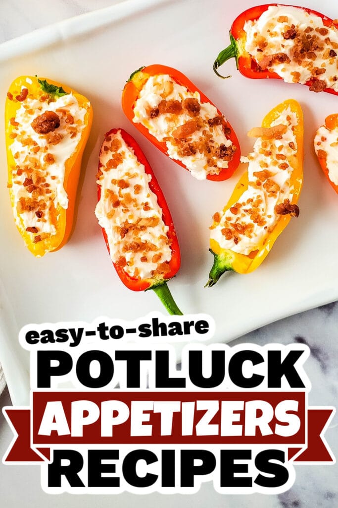 Potluck Appetizers -Cheesy Bacon Stuffed Mini Peppers