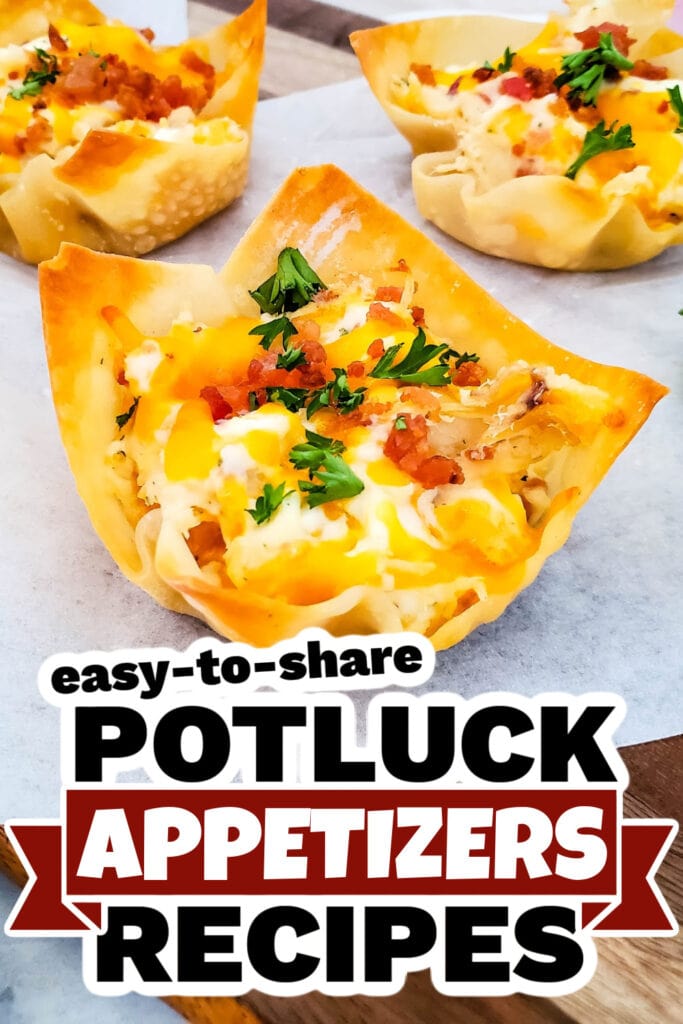 Potluck Appetizers -Cheesy Ranch Chicken Wonton Cups