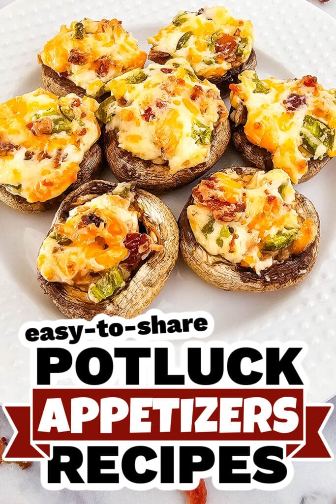 Potluck Appetizers -Jalapeño Popper Stuffed Mushrooms