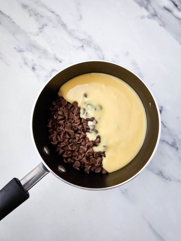 Chocolate Caramel Fudge Process Photo