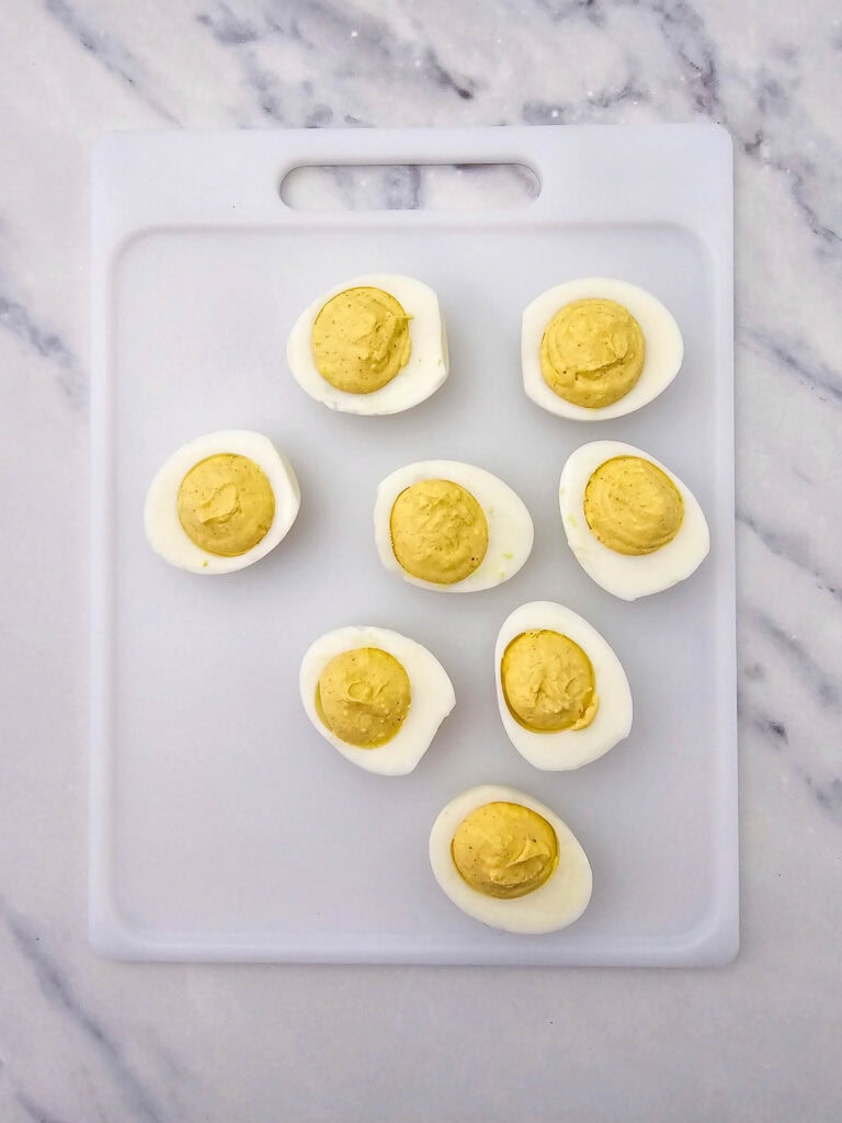 Bee Deviled Eggs Process Photo