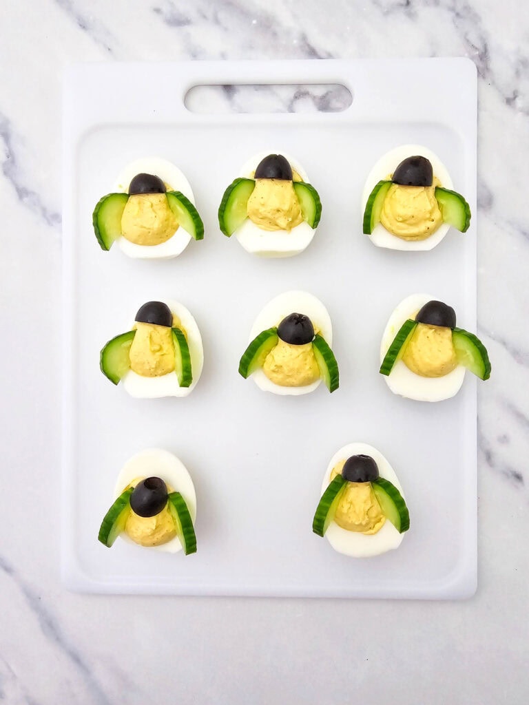 Bee Deviled Eggs Process Photo