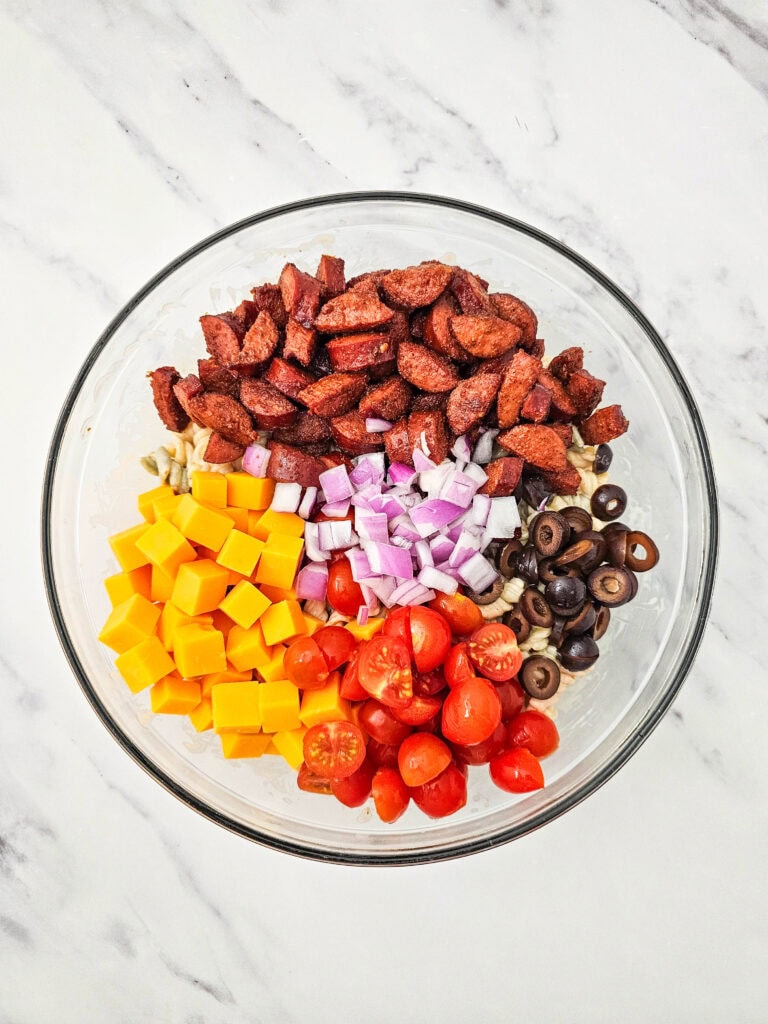Smoked Sausage Pasta Salad Process Photo