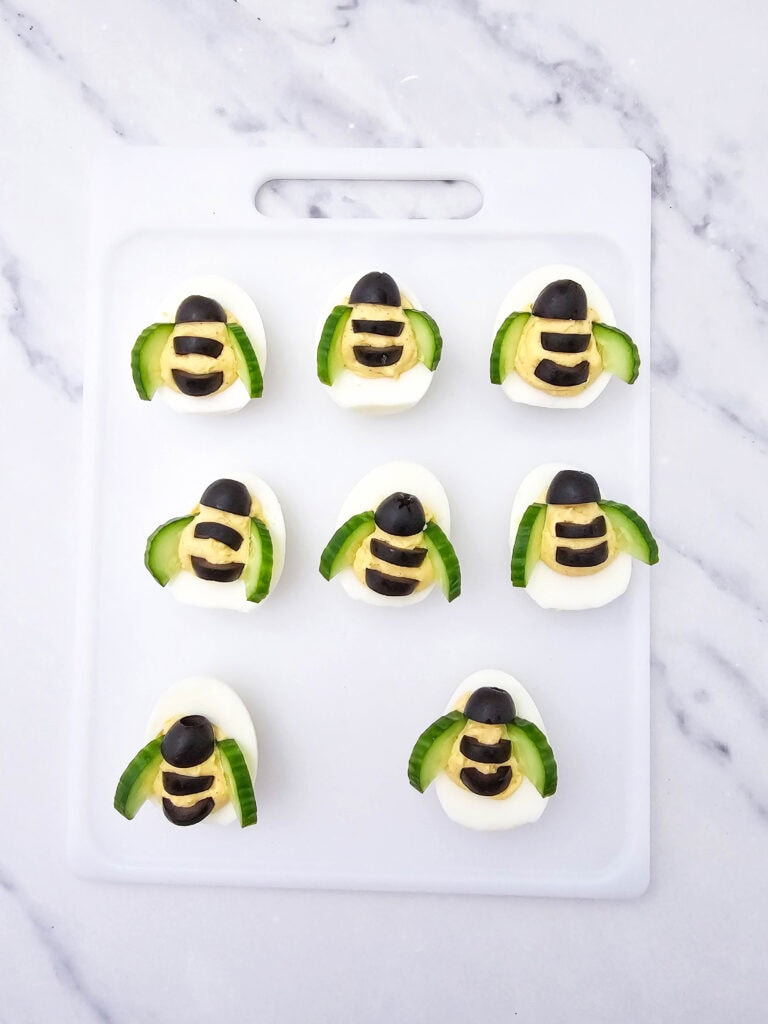 Bee Deviled Eggs Process Photo