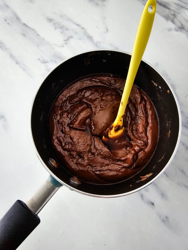 Chocolate Caramel Fudge Process Photo