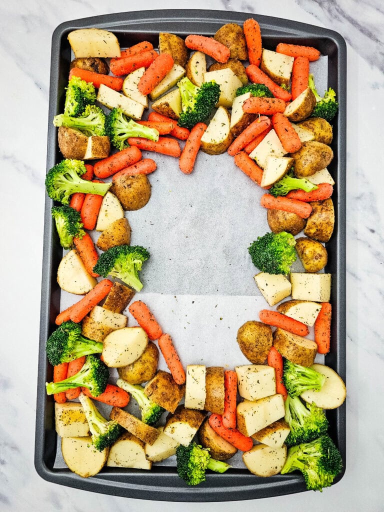 Sheet Pan Pork Tenderloin Dinner Process Photo