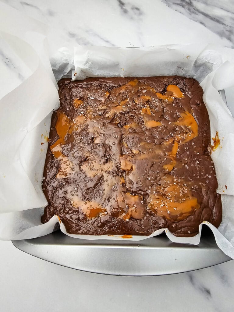 Chocolate Caramel Fudge Process Photo