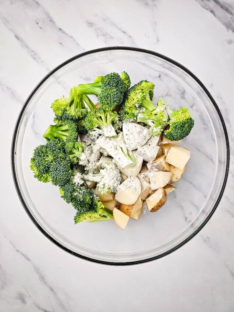Cheesy Chicken Bacon Ranch Sheet Pan Meal Process Photo