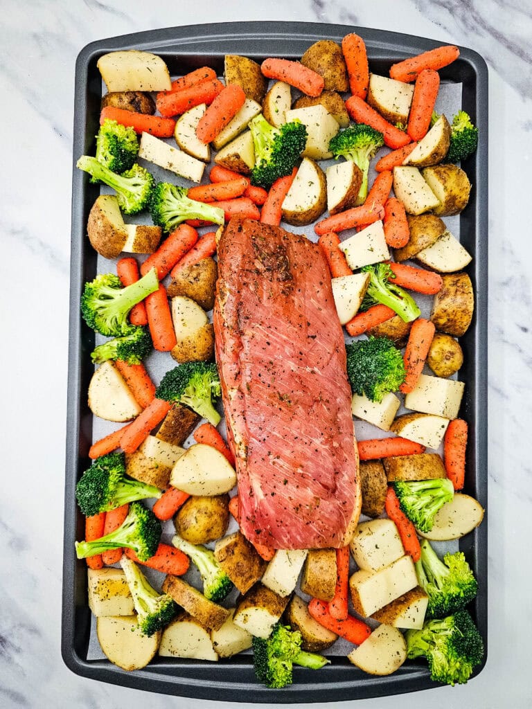 Sheet Pan Pork Tenderloin Dinner Process Photo