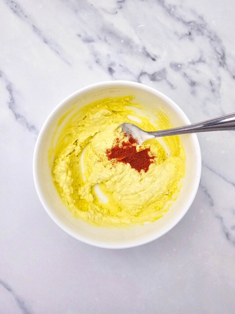 Bee Deviled Eggs Process Photo