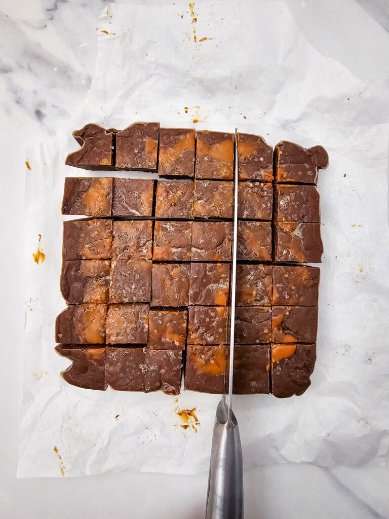 Chocolate Caramel Fudge Process Photo
