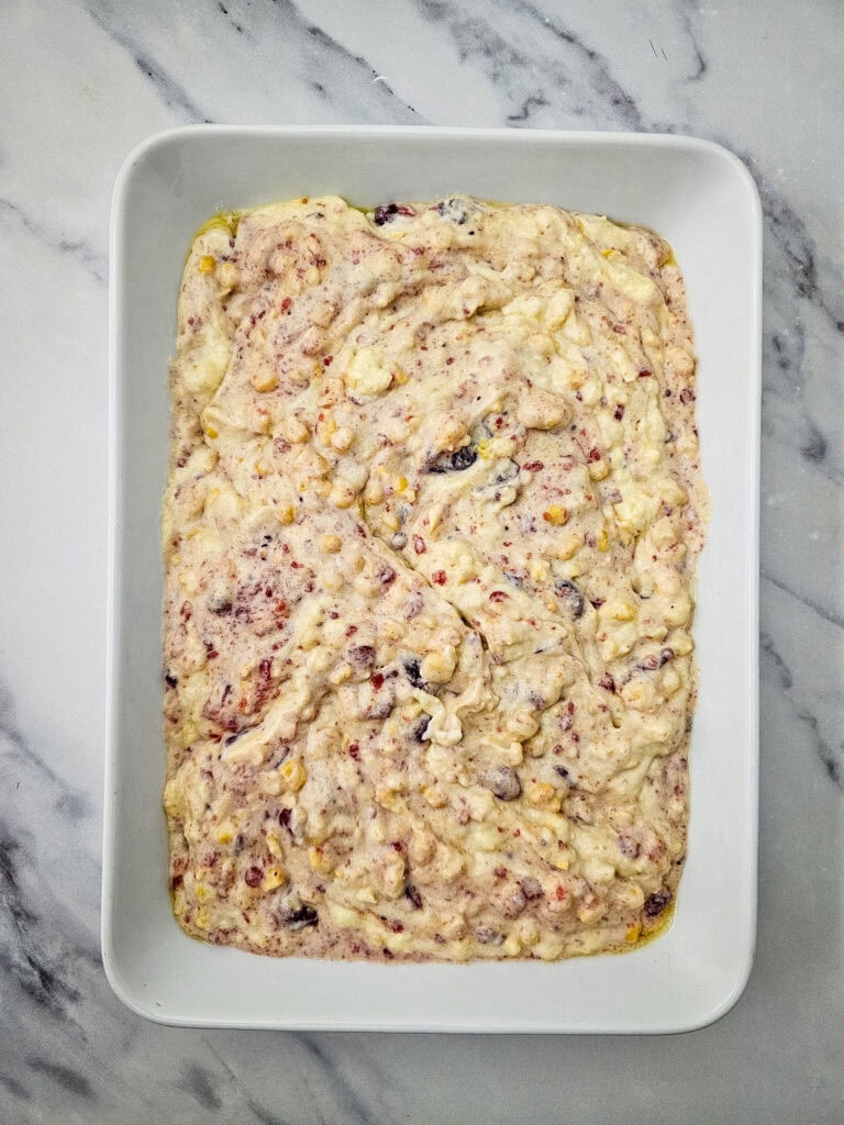 Cranberry Cornbread Casserole Process Photo