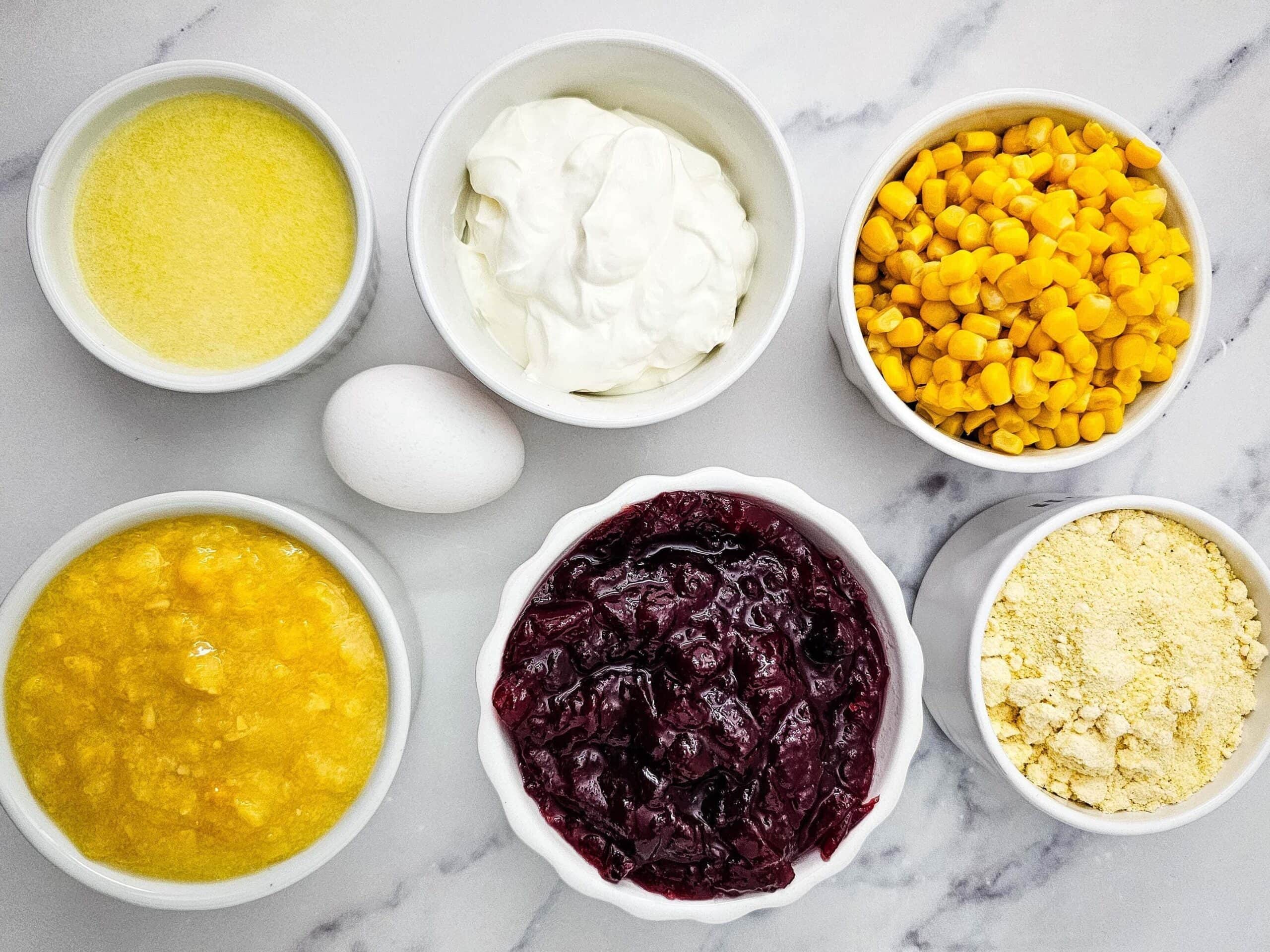Cranberry Cornbread Casserole Process Ingredients