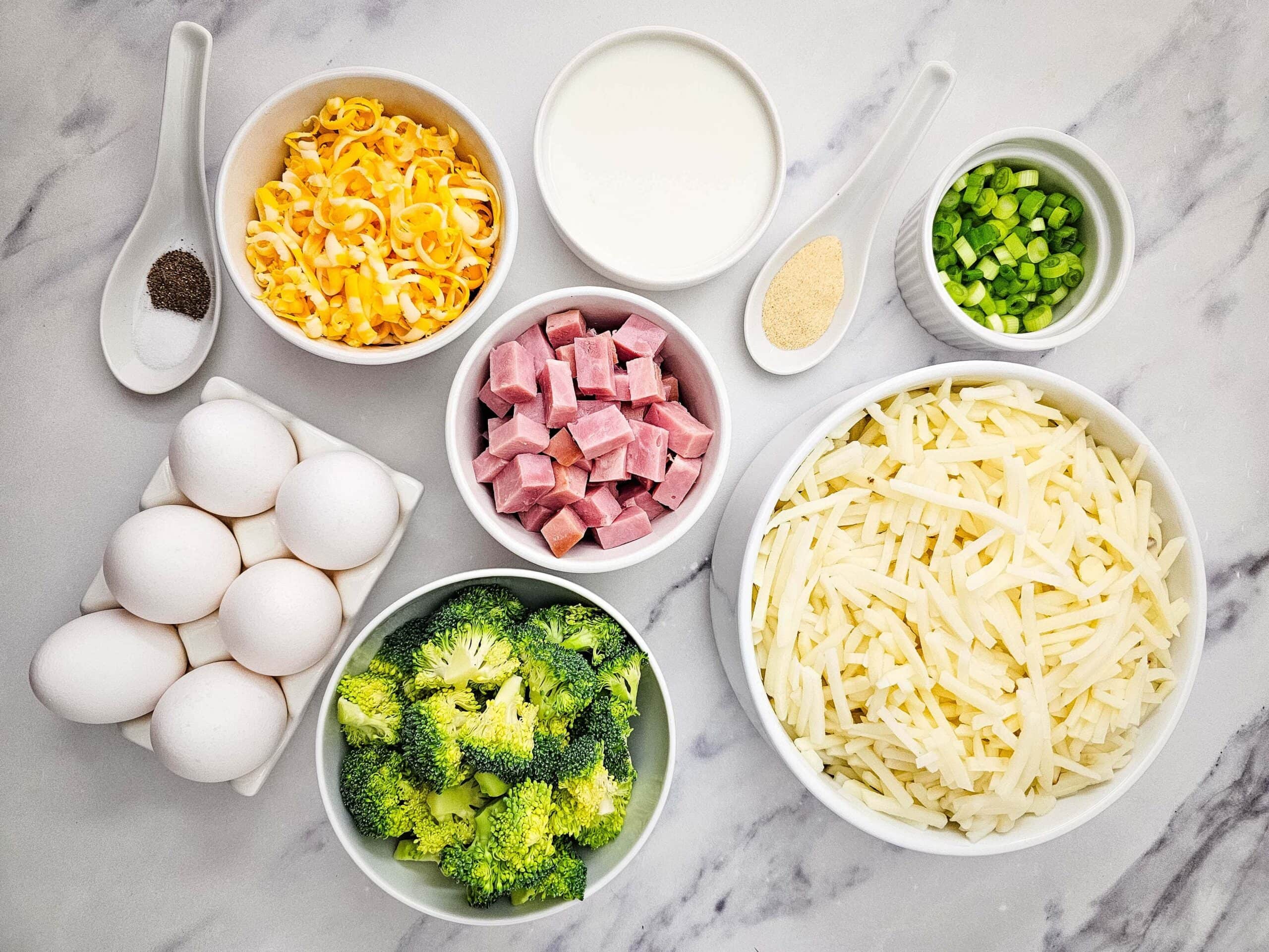 Cheesy Broccoli Breakfast Casserole Process Ingredients