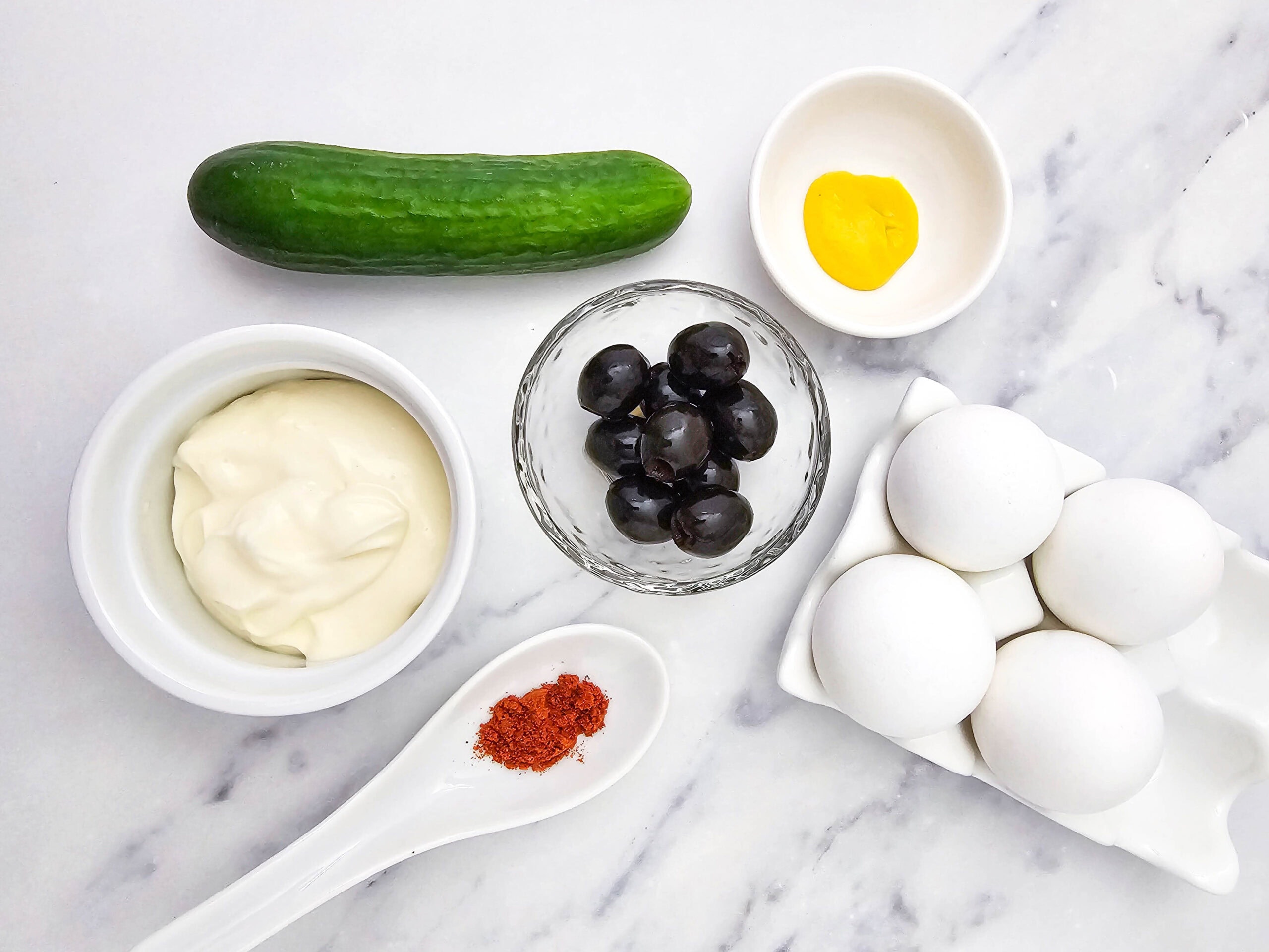 Bee Deviled Eggs Process Ingredients
