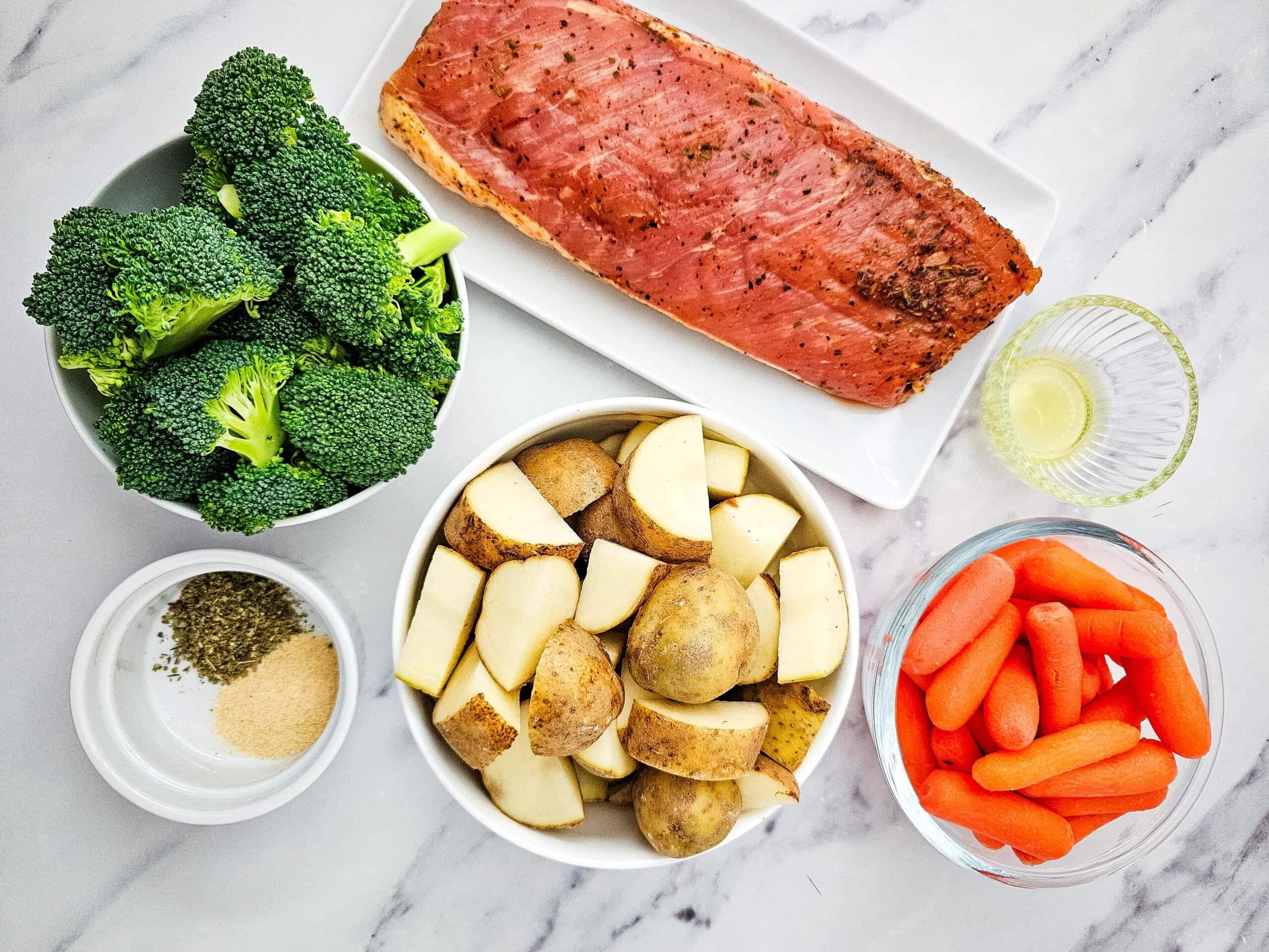 Sheet Pan Pork Tenderloin Dinner Process Ingredients