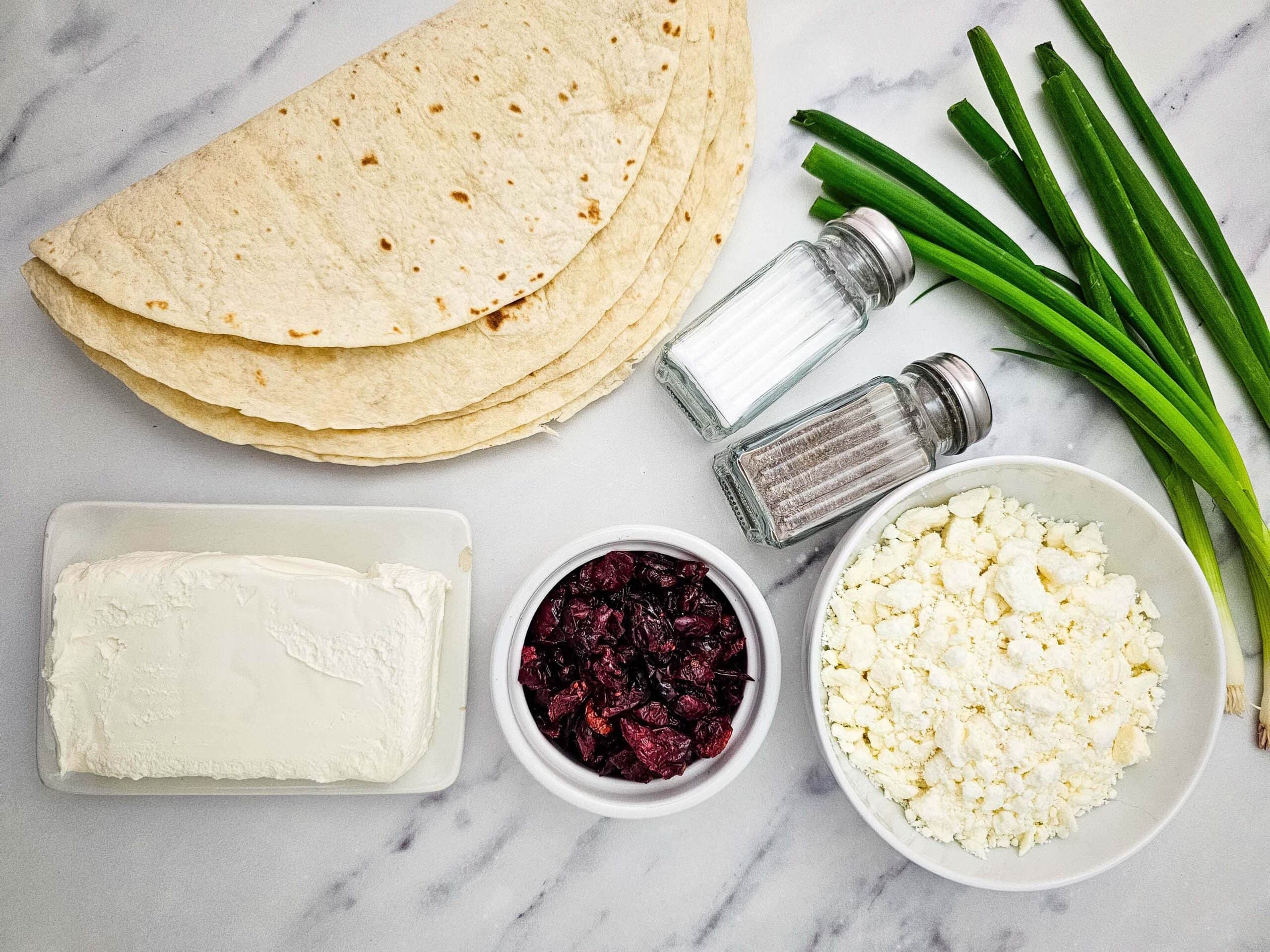 Cranberry Feta Pinwheels Process Ingredients