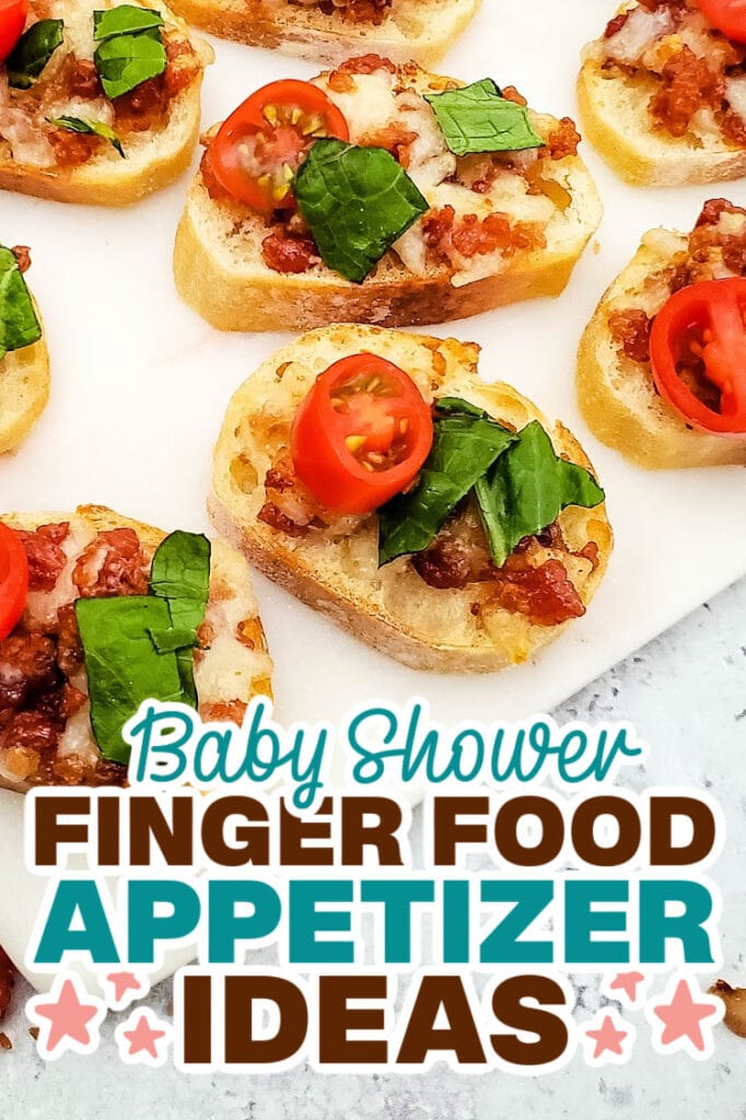 baby shower appetizers - Bacon-Topped BLT Crostini