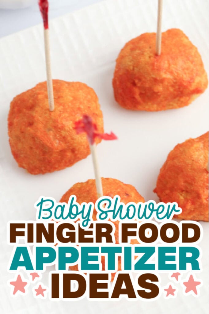 baby shower appetizers - Baked Buffalo Chicken Meatballs