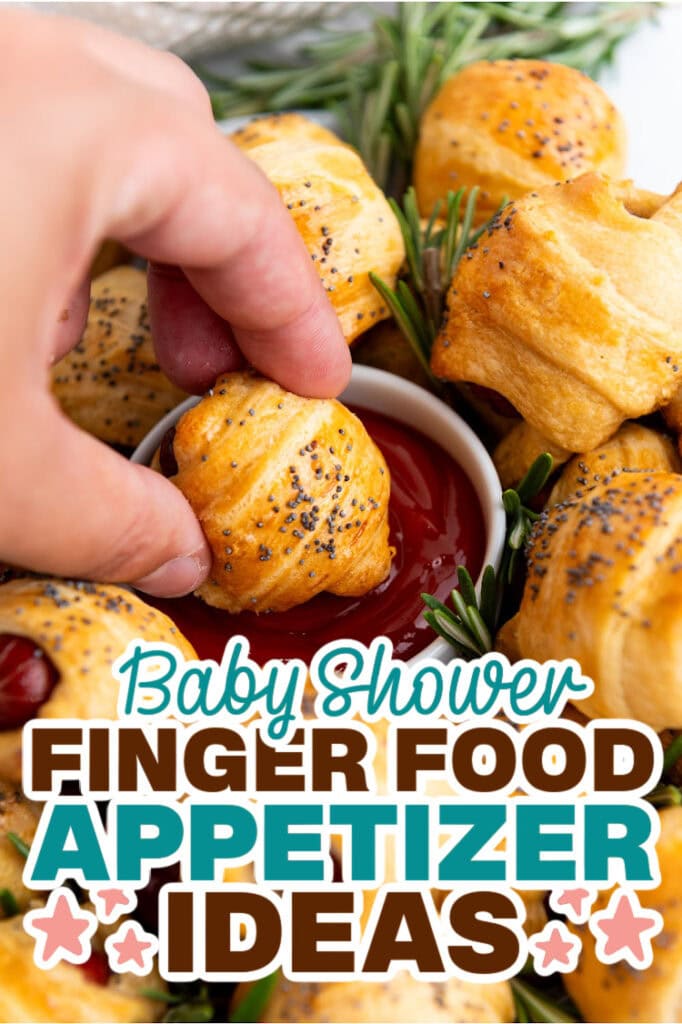 baby shower appetizers - Flaky Mini Piggies in a Blanket
