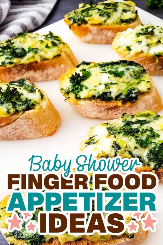 baby shower appetizers-Spinach Artichoke Crostini