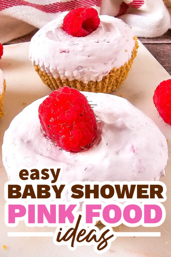baby shower pink food - Mini No-Bake Raspberry Cheesecakes
