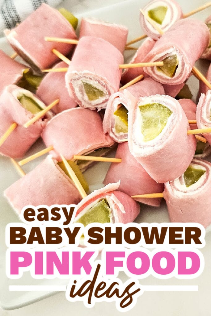 baby shower pink food - Pickle Ham Rolls