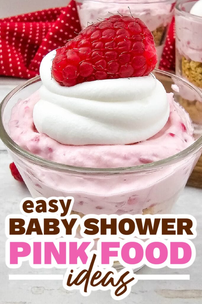baby shower pink food - Raspberry Cheesecake Parfaits