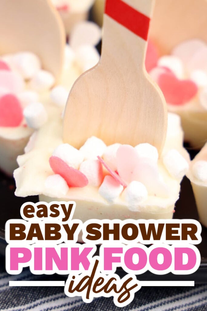 baby shower pink food - Strawberry White Hot Chocolate Spoons