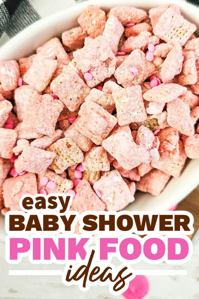 baby shower pink food - pink puppy chow