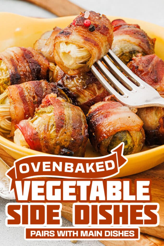 baked vegetable side dishes - Maple Glazed Bacon-Wrapped Brussels