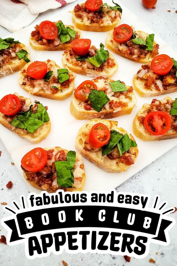 book club appetizers - Bacon-Topped BLT Crostini Appetizer