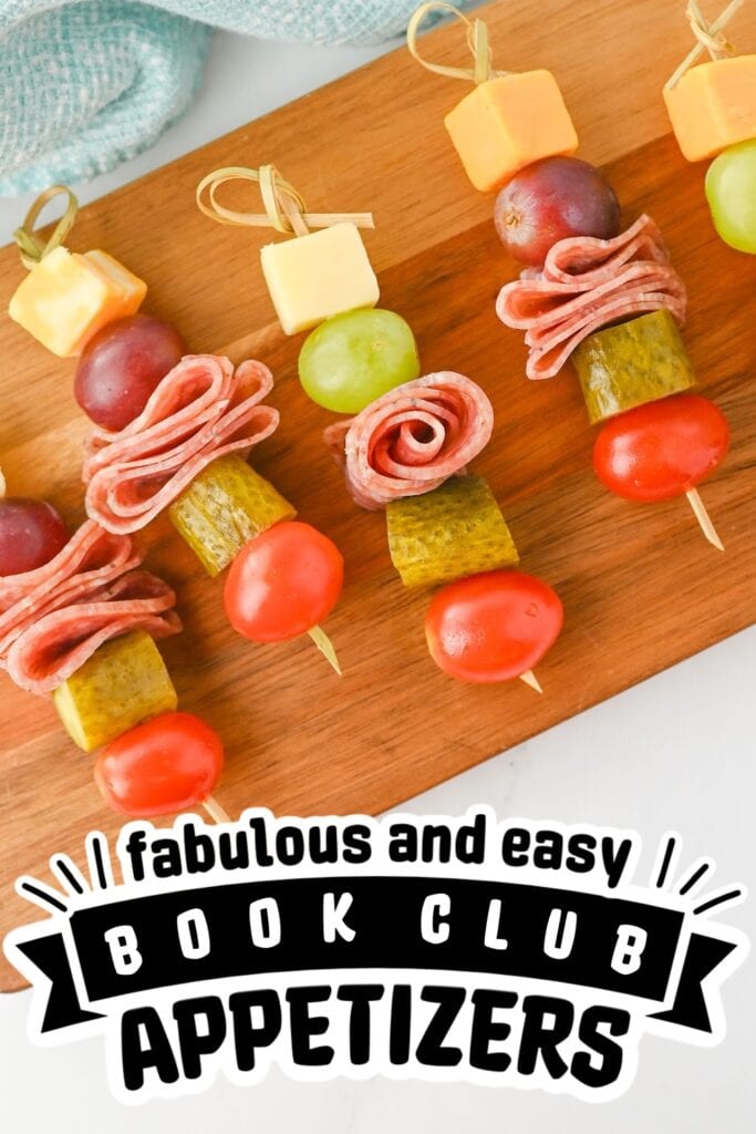 book club appetizers - Charcuterie Skewers with Cheese, Salami, and Fruit