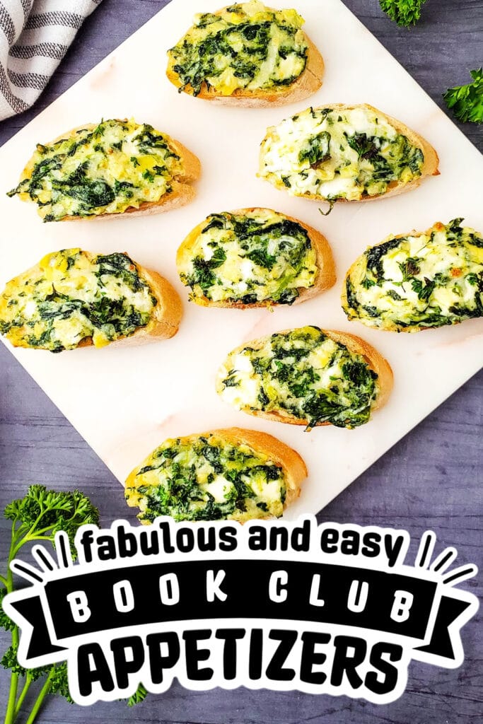 book club appetizers - Spinach Artichoke Crostini